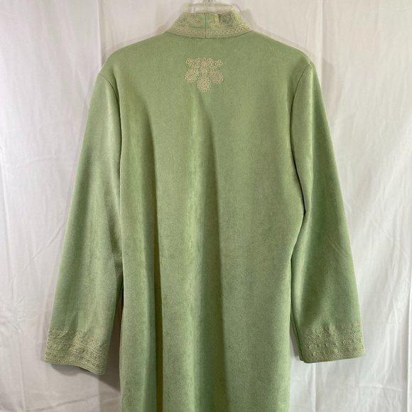 Solitaire Long Sleeve Open Duster Mint Green White Embroidery NWT Women's Size L - Picture 11 of 16